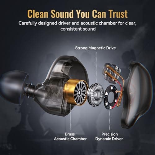 Kinglucky HiFi Wired IEM Earbuds, in-Ear Monitor Headphones for Gaming & Music, Balanced Clear Sound, Detachable 2-Pin Cable, Lightweight Comfortable Fit, 3.5mm Wired Earphones for PC, Laptop & Phone - Thumbnail 4