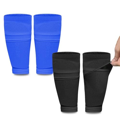 ATHCISE 2 Pairs Kids Youth Soccer Shin Guard Sleeves with Optimized Insert Pocket, Shin Pad Compression Sleeves for 3-15 Years Old Boys Girls Child Teens for Soccer Sport - Image 1
