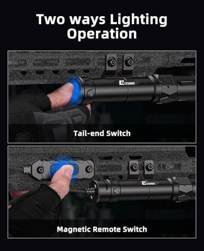 EZshoot 2500 Lumens Rifle Light Compatible with M-Rail, Rechargeable Ar Light with Magnetic Remote Pressure Switch, Rifle Flashlight with Strobe Mode for Home Defense and Hunting - Thumbnail 6