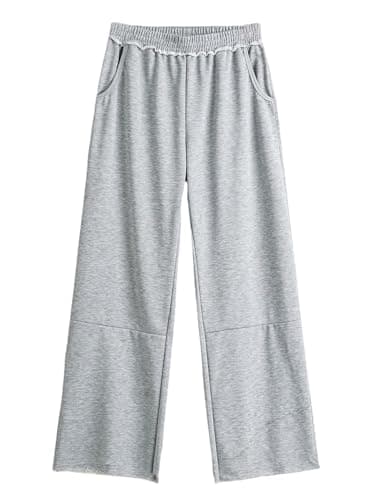 VIPWOLF Men's Stacked Baggy Sweatpants Drawstring Waist Straight Leg Track Pants Streetwear Grey Baggy Medium - Image 1