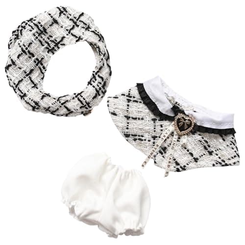 Clothes for Blind Box Dolls, 3-Piece Premium Clothing Accessories Dolls Accessories Set for 15-17cm Plush Blind Box Toy Skirt Outfit (White Shawl) - Thumbnail 2