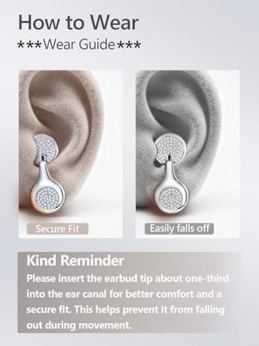 FUNNYEAH JewelPods H01 Wireless Earbuds for Small Ear, Open Ear Earbuds Jewelry-Inspired Designs Metal Headphones, Excellent Spatial Audio,Sweat and Water Resistant,72H Play - Thumbnail 5