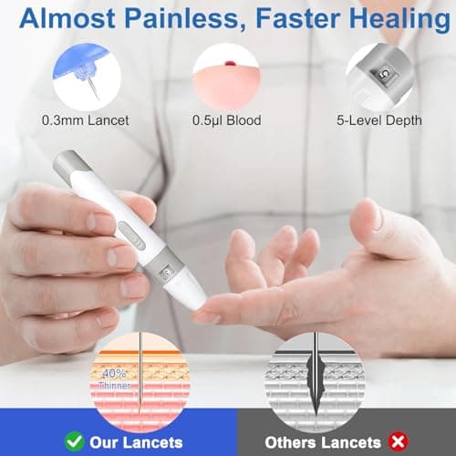 Glucose Monitor Kit, Blood Sugar Monitor with 50 Strips & Lancets, Diabetic Testing Kit with Auto Eject, No Coding, Large Display for Seniors, Glucometer Blood Sugar Testing Kit for Travel & Home Use - Thumbnail 3