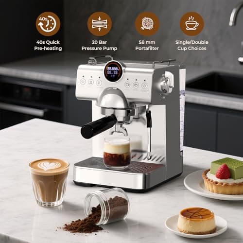 Havato 20 Bar Espresso Machine,Hot & Cold Brew Espresso Coffee Maker with Milk Frother,50oz Water Tank,LCD Display,Single & Double,Cappuccino & Latte Machine for Home - Thumbnail 5
