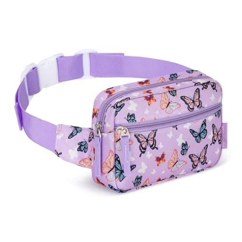 WOOMADA Fanny Pack, Crossbody Bag Waist Bag with Adjustable Waistband, Cute Belt Bag for Gifts(Purple Butterfly) - Image 1
