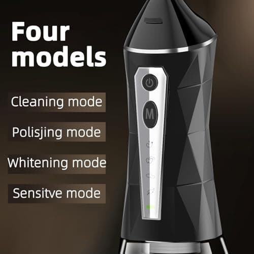 Water Flosser, 4 Modes, Portable 320ml Large Tank Water Flosser Oral Cleaner IPX7 Waterproof Cleaning Flosser for Home Travel 1 (Black) - Thumbnail 5