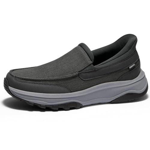 Coostar Slip On Shoes for Men Orthopedic Walking Loafers with Arch Support Canvas Shoe Casual Dark Grey Size 10.5 Wide - Image 1