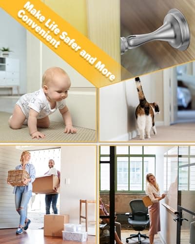 Door Stoppers Magnetic Door Catch - 2 Pack Stainless Steel Heavy Duty Door Holder Stops for Bottom Top of Door - Wall Floor Mounting No Drill Strong Adhesive & Screws Strong Magnet Keep Door Open - Thumbnail 5