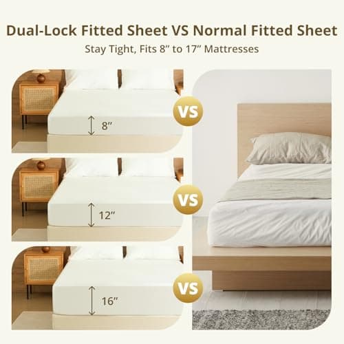 100% Egyptian Long-Staple Cotton King Sheet Set with Drawstring and 360°Elastic for Tight Fit, 4PCS 1000TC Sateen King Sheets Bed Sheet Set, 6" Deep Pocket Fits 9" to 16" Mattress, Luxury Soft - Thumbnail 4