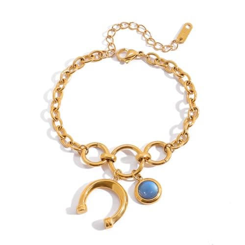 MURNA KARE Gold Horseshoe Charm Bracelet for Women - Western Horse Gifts for Women, Horseshoe Blue Resin Charm Bracelets | Western Jewelry Gift for Horse Lovers - Image 1