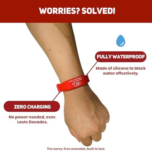 LOOMROOT Alert Med ID Bracelet, Silicone Waterproof NFC Wrist Band, Emergency Contact Tag for Adult Men & Women, No QR Code, USB or Charging Needed - Thumbnail 4