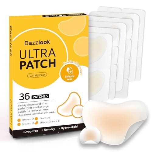 Dazzlook Ultra Pimple Patch Variety Pack Hydrocolloid Pimple Patches with Salicylic Acid for Covering Small & Large Zits and Blemishes, Spot Stickers for Face and Skin (36 Counts) - Image 1