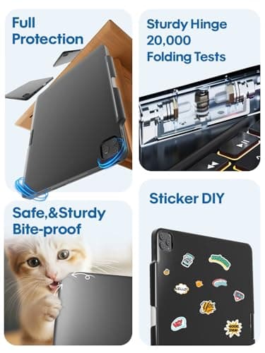 BABG Keyboard Case for iPad Air 13 inch(M3/M2)&iPad Pro 13(M5/M4),iPad Pro 12.9(6th/5th /4th/3rd Gen) Case with Keyboard,360° Rotatable,Toupad,Backlits,Pencil Charging-Black - Thumbnail 4