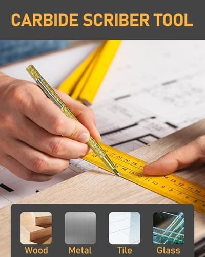 STAGEEK 17 Pack Carpenter Pencil Set with Sharpener, Mechanical Carpenter Pencils with 60 Refills, Deep Hole Long-Nib Marker Pens, Carbide Scribe Tool & Construction Pencils for Architect with Case - Thumbnail 5