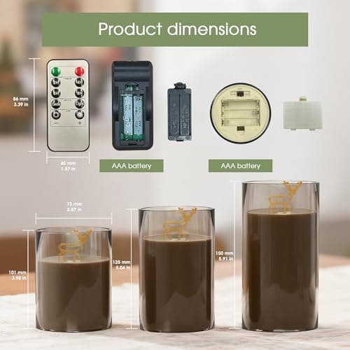 L LOHAS LED Christmas Electronic Candle Night Lights with Remote, 3-Pack Reindeer LED Flameless Candles, Battery Operated Flickering Night Light, 5 Brightness Levels & Timer, for Holiday Home Decor - Thumbnail 4