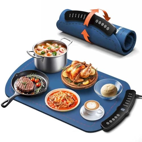 Warming Mat for Food, Food Warming Mat with 7 Temp Master Aadjustable Warming Tray, Thermochromic Line, Roll Up Buffet Hot Plates Heat Pad Full Sized Electrical - Image 1