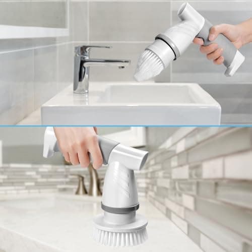 Electric Spin Scrubber, Bathroom Shower Electric Scrubber for Cleaning Tub/Tile/Floor/Sink/Window, Power Cleaning Brush Rechargeable Cordless with 4 Replaceable Cleaner Brush Heads - Thumbnail 6