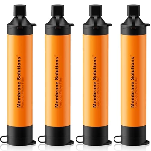 Membrane Solutions Personal Water Filter, Survival Filtration Straw Portable Gear, Emergency Preparedness, Supply for Drinking Hiking Camping Travel Hunting Fishing Team Family Outing (Orange, 4 Pack) - Image 1