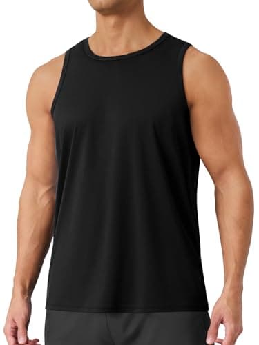 BOOJO Tank Tops Men - Summer Black Quick Dry Moisture Wicking Workout Muscle Sleeveless Shirts for Gym Running Beach - Image 1