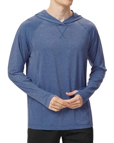 Men Long Sleeve Rash Guard Shirts, UPF 100+ UV Sun Protection Hoodie Fishing Shirts for Swimming Hiking Outdoor Running Slate Blue - Image 1