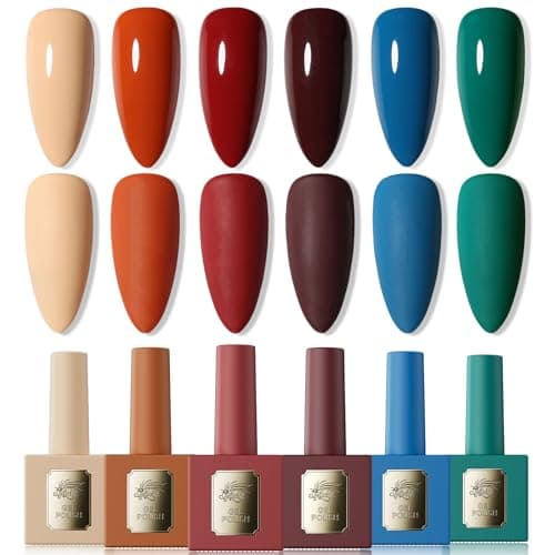 GELLAKTIK Gel Polish Set of 6 Colors 12ml with Red Blue Green, Gel Polish Kit for Salon DIY at Home, Soak Off LED UV Gel Nail Polish, Gifts for Women Girls - Image 1