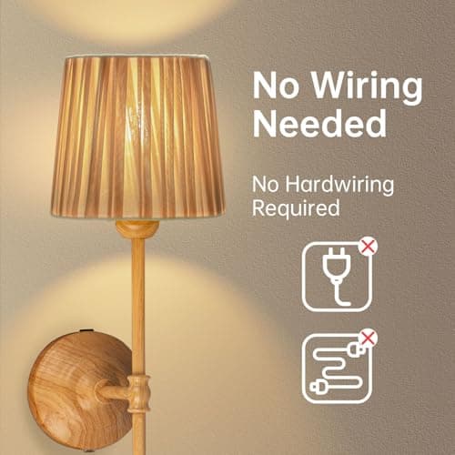 PACOLIT P Battery Operated Wall Sconce Set of Two, 3 Colors Wireless Rechargeable Batery Powered Wall Lights for Bedroom Living Room Hallway - Thumbnail 6