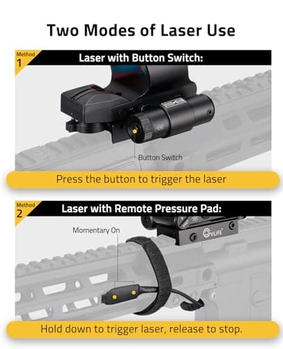 CVLIFE 28×40mm Large Lens Reflex Sight Red Dot Sight for Rifle,4 Reticle Optics with Red Laser and Pressure Pad Switch for 21mm Rail (red Laser) - Thumbnail 3