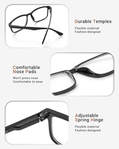 JOLISU Reading Glasses for Women, 5 Pack Black Blue Light Blocking Readers, Lightweight Cheaters Classic Eyeglasses with Spring Hinge(0.75) - Thumbnail 3