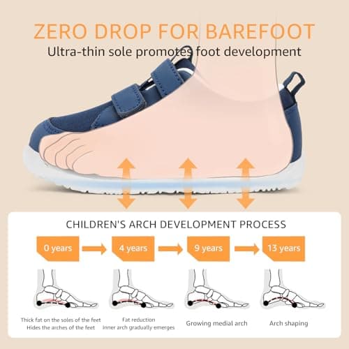 STQ KIDS Toddler Wide Toe Box Barefoot Shoes Boys Sneakers Lightweight Kid Tennis Shoes Non-Slip Comfort First Walking Shoe for School Outdoor Indoor Activities Navy/White Toddler Size 9 - Thumbnail 5