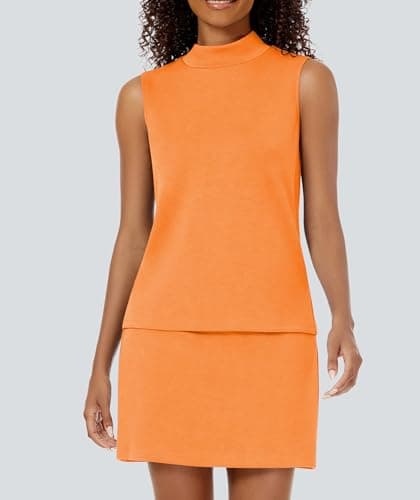 Casly Lamiit Women's Two Piece Skirt Set Tennis Outfits Short Skorts 2026 Spring Holiday Going Out Outfits Mock Neck Tank Top Business Casual Cruise Resort Wear Camellia L - Thumbnail 2