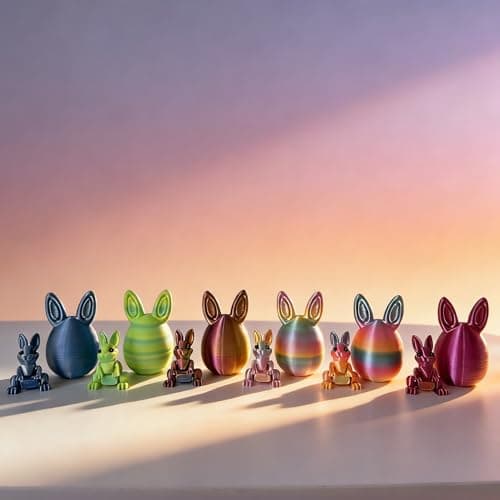 JimSeiSei 6PCS 3D Printed Easter Eggs Set with Articulated Rabbit Inside, Prefilled Surprise Eggs for Easter Basket Stuffers, Reusable Collectible Toys for Easter Egg Hunt & Party Favors (BunnyInside) - Thumbnail 5