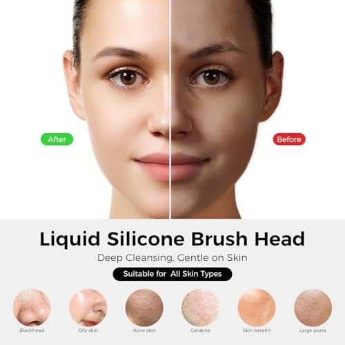 Face Scrubber Facial Cleansing Brush - Waterproof and Rechargeable Face Cleansing Brush with 4 LED Gentle Light, Cleansing, Exfoliating and Massaging, Electric Face Scrub Brush for Men & Women - Thumbnail 3