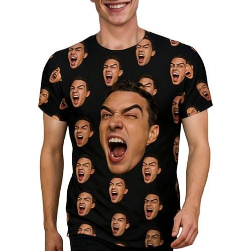 Personalized Prank Photo Customized T-Shirt - Customized Clothing Featuring Your Photo | Suitable for Parties, Gatherings, as a Surprise Appearance Black - Image 1