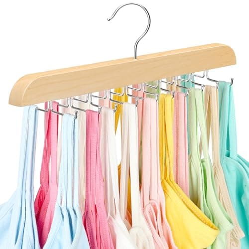 Resovo Tank Top Hanger with Premium Wood, 20 Large Capacity, Space Saving,360 Degree Rotating, Foldable Metal Hooks, Tank Tops - Image 1