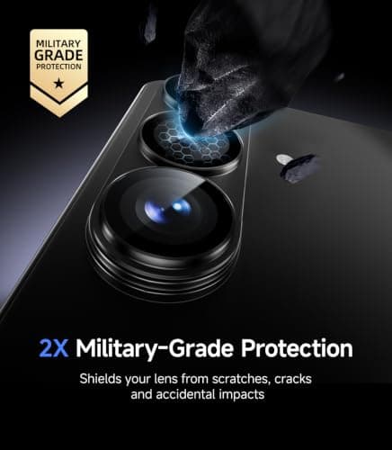 HelloDeere for 2 Pack Samsung Galaxy S26/S26 Plus Camera Lens Protector, 9H+ Hardness Tempered Glass with AR Anti-Reflective Military Grade Shockproof Scratch Resistant HD Clear Case Friendly, Black - Thumbnail 3