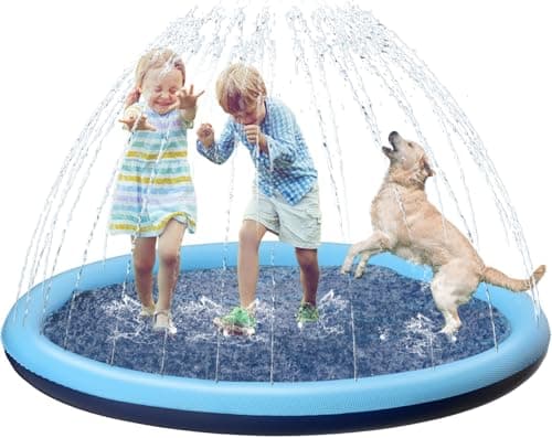 Kids Dog Splash Pad Sprinkler - Jasonwell Non Slip Dog Sprinkler Pad Splash Pool Puppy Dogs Pool Summer Outdoor Water Toys Backyard Durable Splash Pad for Toddlers Kids Small Medium Large Dogs Pet - Image 1