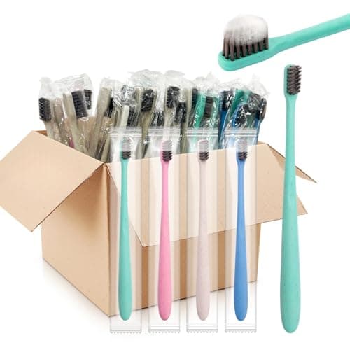 ACSKD 200PCS Disposable Toothbrushes Bulk,Individually Wrapped Travel Toothbrushes for Hotel Camping Travel, Guests & Homeless - Image 1