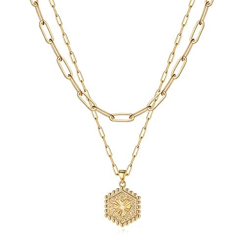 Turandoss Layered Necklaces for Women - Necklace Adjustable Minimalist Pendant Necklace Jewelry for Women Choker - Image 1