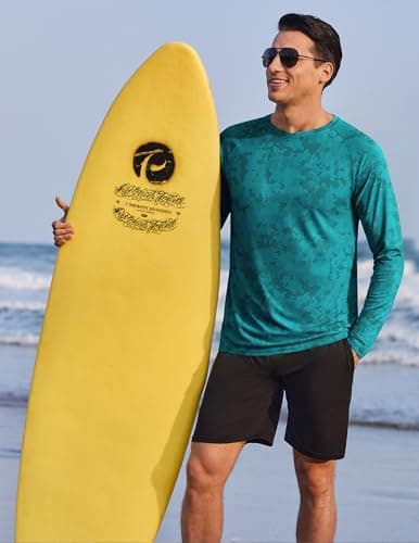 PINSPARK Men's Camouflage Rash Guard Shirts Quick Dry UV Protection Fishing Shirts Long Sleeve UPF 50+ Summer Swim Shirt - Thumbnail 6