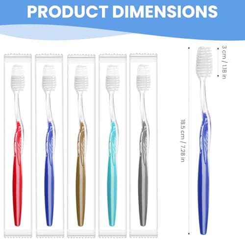 ACSKD 200PCS Disposable Toothbrushes, Individually Wrapped Travel Toothbrushes Bulk, Soft Brush Bristles Travel Single Use Toothbrush for Home Hotel Camping - Thumbnail 2