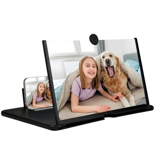 KUVPIUS Phone Screen Magnifier, 3D HD Screen Amplifier Fresnel Lens Eye Protection, Foldable Pull-Out Screen for Movies & Online Learning, Universal Projector Screen Enlarger for All Smartphones