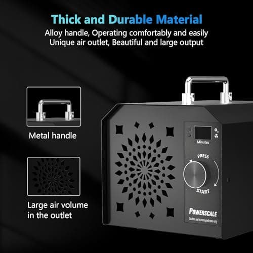 Powerscale Commercial Ozone Generator 150,000mg/h O3 Intelligent Control Industrial Ozone Machine Odor Removal Air Purifier Sterilization Large Homes Offices Ozone Odor Eliminator 16,000sq.ft. Black - Thumbnail 6