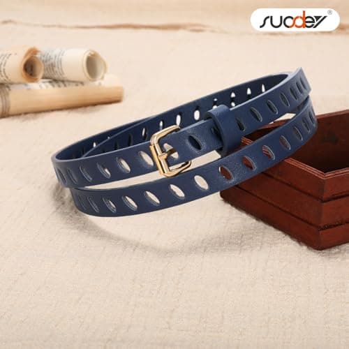 SUOSDEY 4 Pack Thin Belts for Women Skinny Leather Belts with Metal Buckle for Dresses Pants Jeans - Thumbnail 4
