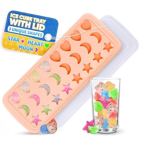 Fun Ice Cube Trays – Cute Silicone Star, Moon & Heart Shapes, 24 Cavities – Flexible, Food Safe, Temperature-Resistant Ice Cube Tray with Lid | Designed for Home Creations & Party Drinks & Desserts - Image 1