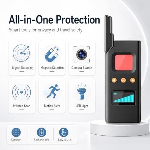 Hidden Camera Detector & RF Signal Scanner, Anti Spy Device with Magnetic Field Detection, GPS Tracker Finder, Infrared Camera Lens Detector, Bug Sweeper for Home Hotel Travel Privacy Protection - Thumbnail 2