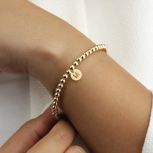 Turandoss Gold Bracelet – V Letter Disc Jewelry, Trendy Minimal Alphabet Charm - Thumbnail 5