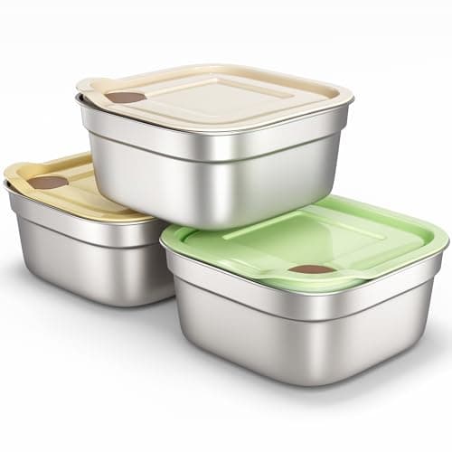 QCQHDU Sandwich Containers, 20oz Stainless Steel Sandwich Box with Lids, Reusable Metal Meal Prep Lunch Boxes, BPA-Free, Dishwasher Safe, Food Storage Salad Snack Containers for Snacks, Fruits, 3 Pack - Image 1