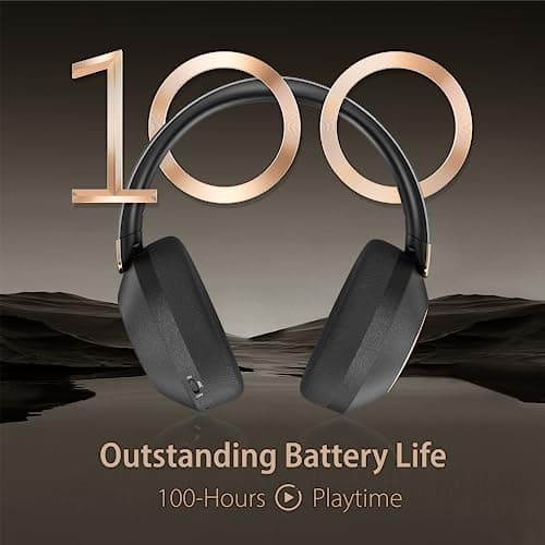 EAORUL Active Noise Cancelling Headphones, 100H Playtime Headphones Wireless Bluetooth, Bluetooth Headphone with Mic, Over Ear Wireless Headphone with Deep Bass,Fast Charging for Travel - Thumbnail 2