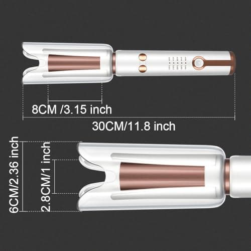 JINRI Automatic Rotating Curling Iron-Beach Waves Curling Wand, Pumped-Up Volume, Portable Hair Curler, 500 Million Ionic, Dual Voltage & Lightweight for Travel, Ceramic Coating, 1 Inch, White - Thumbnail 2