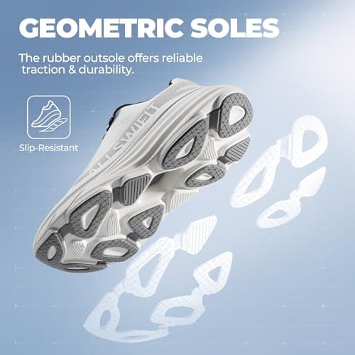 ALLSWIFIT Men's Cushion Lightweight Walking Running Shoes Tennis Non-Slip Comfortable Jogging Workout Gym Athletic Breathable ActiveAiry Fashion Sneakers,Size 8,White,AMUMRS2513 - Thumbnail 5